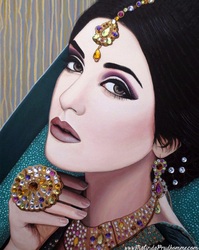 Indian Bride, Indian Beauty, Indian Artwork, portrait painting, toronto portrait artist, indian portrait