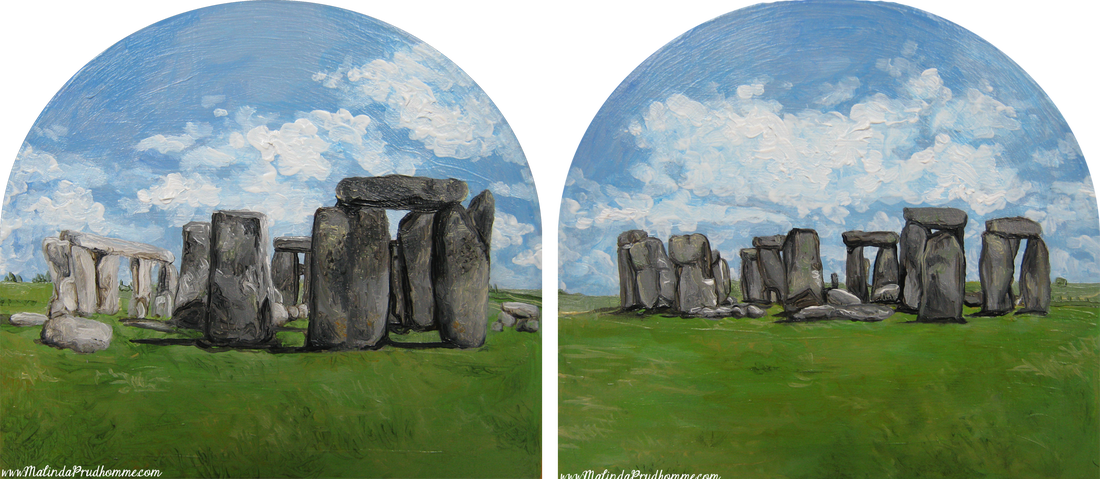 stonehenge, stone circle, UK, England, Britain, travel art, landscape, salt and pepper shaker set, artwork art gifts, art gift, gift artwork, custom artwork, malinda prudhomme