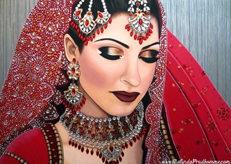 Indian bride, indian artwork, sikh beauty, sikh bride, toronto portrait artist