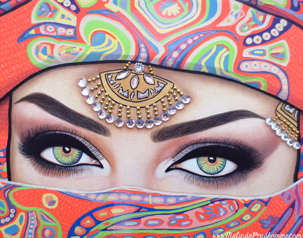 glow in the dark art, indian art, multicoloured eyes, eye painting, portrait artist